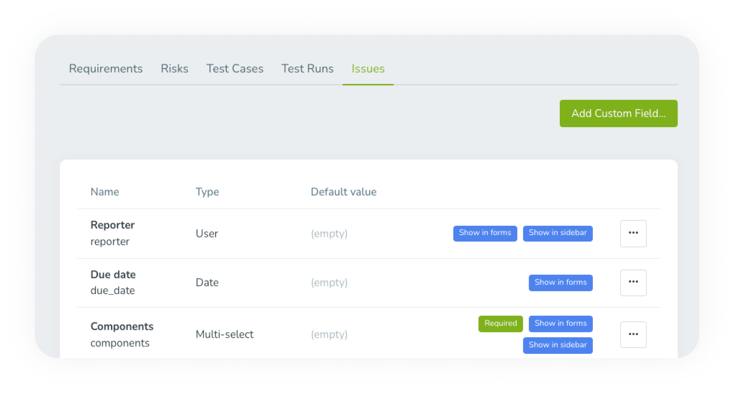 Customize issues using custom fields